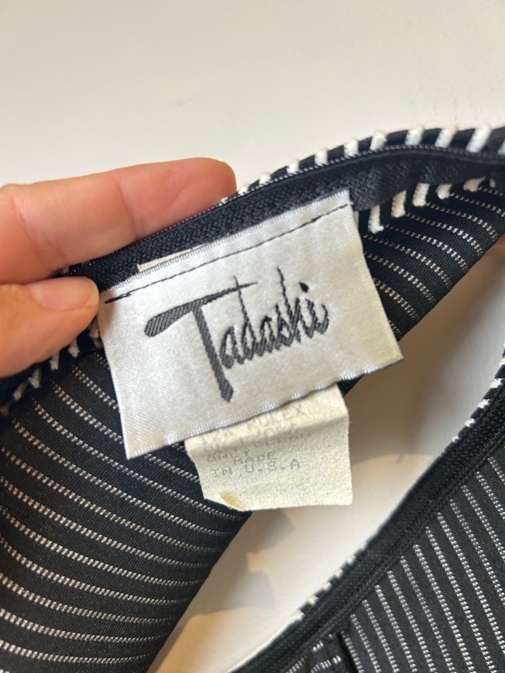Tadashi Vintage 90’s Black & White Striped Halter Bodycon Sexy Mini Dress - Picture 6 of 9